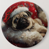 Pug Dog Kerstfeest Ronde Button 6,0 Cm (Voorkant)