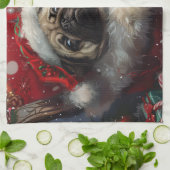 Pug Dog Kerstfeest Theedoek (Gevouwen)