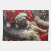 Pug Dog Kerstfeest Theedoek (Horizontaal)
