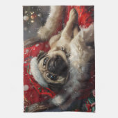 Pug Dog Kerstfeest Theedoek (Verticaal)