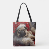 Pug Dog Kerstfeest Tote Bag (Achterkant)