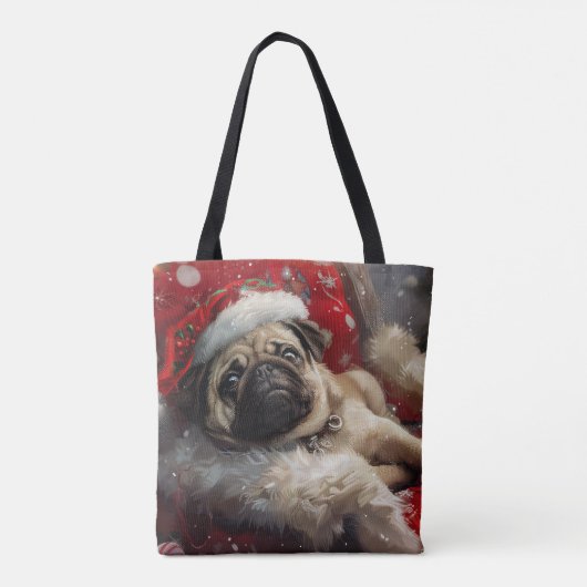 Pug Dog Kerstfeest Tote Bag (Achterkant)