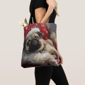 Pug Dog Kerstfeest Tote Bag (Dichtbij)