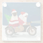Pug Dog kerstkerstkerstman Glazen Onderzetter (Achterkant)