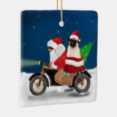 Pug Dog kerstkerstkerstman  Keramisch Ornament (Rechts)