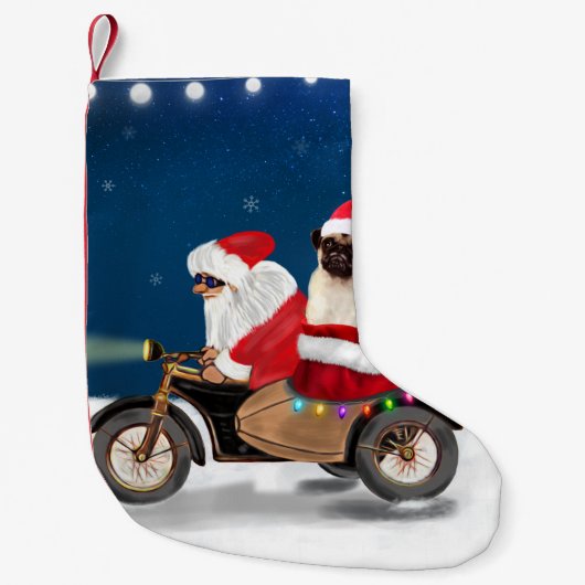 Pug Dog kerstkerstkerstman Kleine Kerstsok (Voorkant)