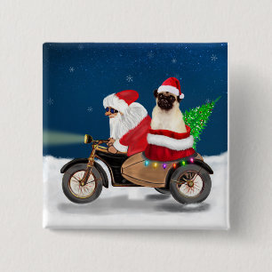 Pug Dog kerstkerstkerstman Vierkante Button 5,1 Cm