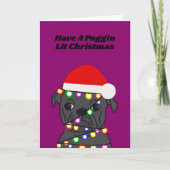 Pug Dog Kerstmis Feestdagen Kaart (Voorkant)