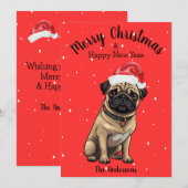 Pug Dog Kerstmis Feestdagenkaart (Voorkant / Achterkant)