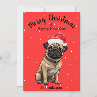Pug Dog Kerstmis Feestdagenkaart