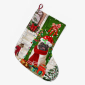 Pug Dog Kerstmis Grote Kerstsok (Voorkant (Hangend))