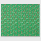 Pug Dog Kerstmis - Holiday Green Cadeaupapier (Vlak)