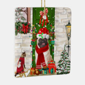Pug Dog Kerstmis Keramisch Ornament (Rechts)