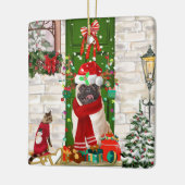 Pug Dog Kerstmis Keramisch Ornament (Links)