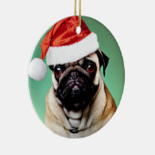 Pug Dog Kerstmis Keramisch Ornament (Rechts)