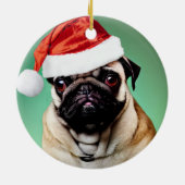 Pug Dog Kerstmis Keramisch Ornament (Achterkant)