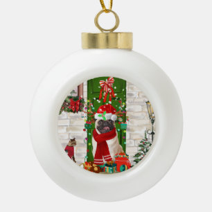 Pug Dog Kerstmis Keramische Bal Ornament