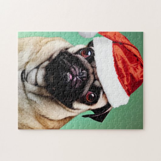 Pug Dog Kerstmis Legpuzzel (Horizontaal)