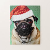 Pug Dog Kerstmis Legpuzzel (Verticaal)