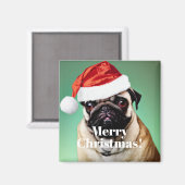 Pug Dog Kerstmis Magneet (Voorkant / Achterkant)