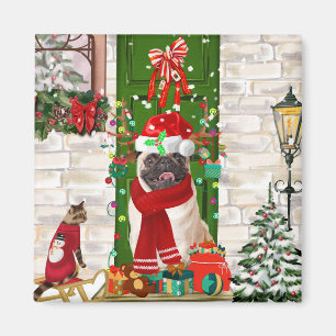 Pug Dog Kerstmis Magneet