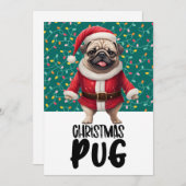 Pug Dog Kerstmis met Santa Hat Feestdagenkaart (Voorkant / Achterkant)