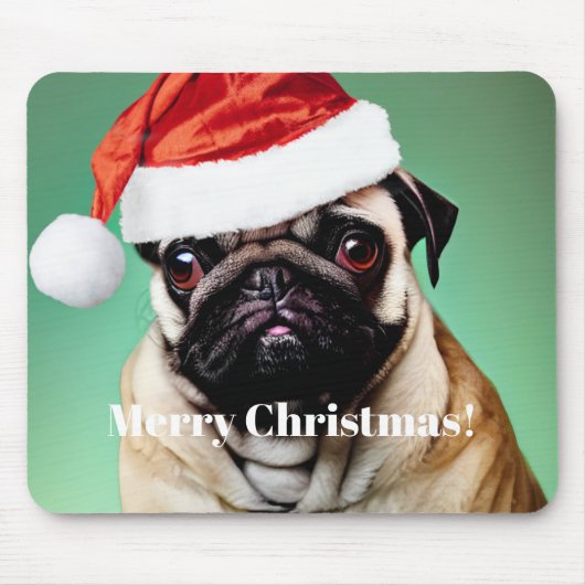 Pug Dog Kerstmis Muismat (Voorkant)