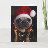 Pug Dog Kerstmis - Persoonlijke handtekening Feestdagen Kaart (Voorkant)