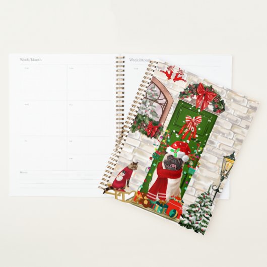 Pug Dog Kerstmis Planner (Display)