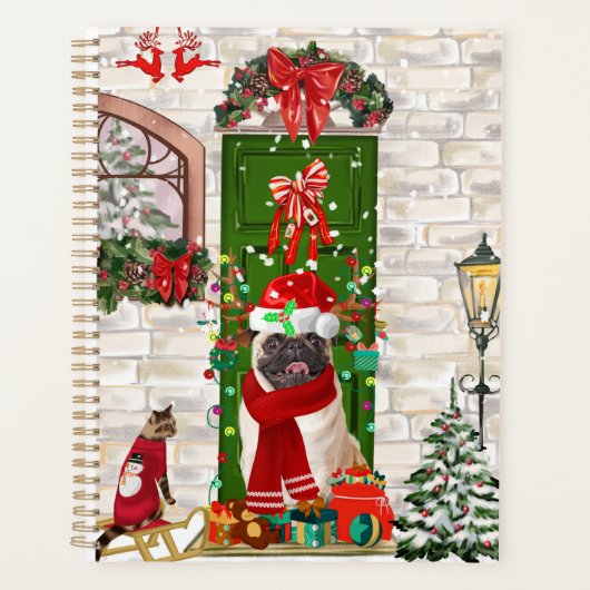 Pug Dog Kerstmis Planner (Voorkant)