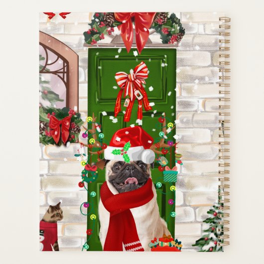 Pug Dog Kerstmis Planner (Achterkant)