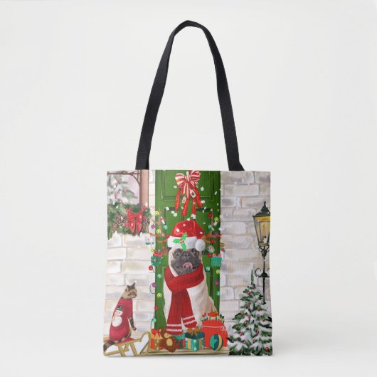 Pug Dog Kerstmis Tote Bag (Voorkant)