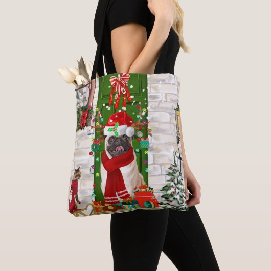 Pug Dog Kerstmis Tote Bag (Dichtbij)