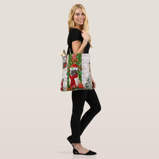 Pug Dog Kerstmis Tote Bag (Op model)