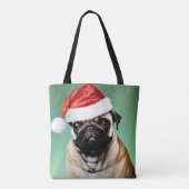 Pug Dog Kerstmis Tote Bag (Achterkant)