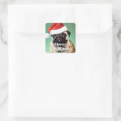 Pug Dog Kerstmis Vierkante Sticker (Tas)