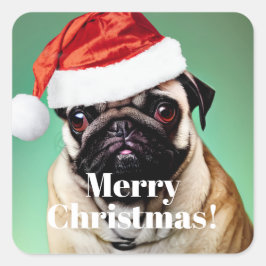 Pug Dog Kerstmis Vierkante Sticker