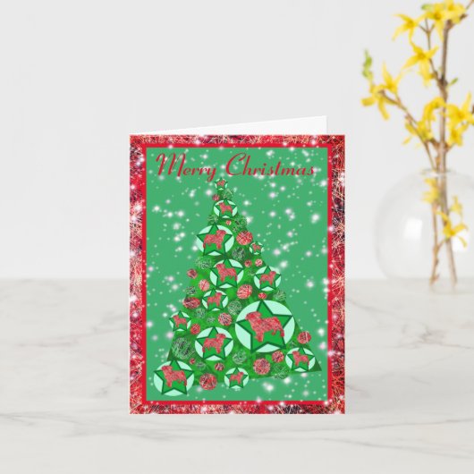 Pug Dog kerstster-boom op feestdag Kaart (Gele Bloem)