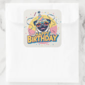 Pug Dog Kleurrijk Vierkante Sticker (Tas)