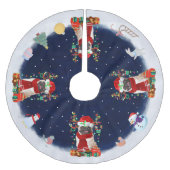 Pug Dog Laat het sneeuwen Kerstboom Rok (Voorkant)