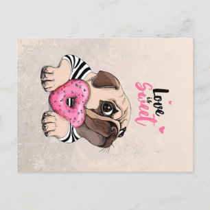 Pug Dog Love is Sweet Gift, Pug Lover Gift Idee Briefkaart