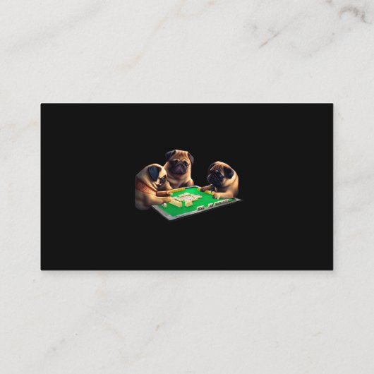 Pug Dog Mahjong Funny met Letters Mannen Funny Clo Visitekaartje (Achterkant)