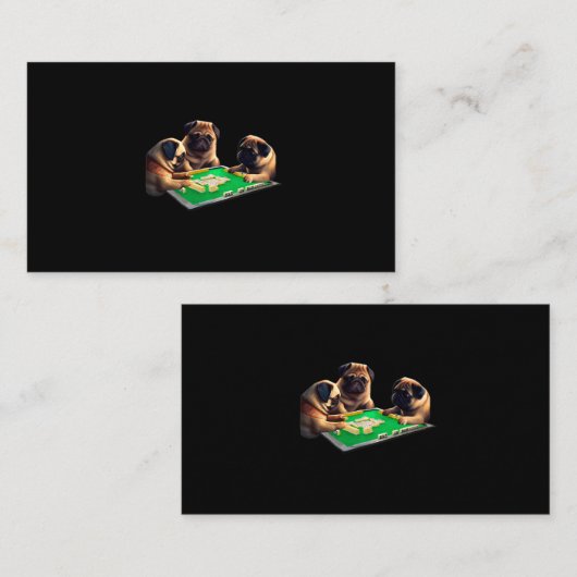 Pug Dog Mahjong Funny met Letters Mannen Funny Clo Visitekaartje (Voorkant / Achterkant)