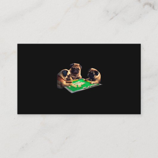 Pug Dog Mahjong Funny met Letters Mannen Funny Clo Visitekaartje (Voorkant)