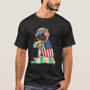 Pug dog Merica 4 juli Amerikaanse vlag mannen w T-shirt