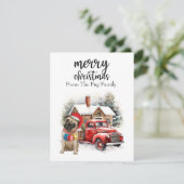 PUG Dog Merry Kerstmis op Red Gold marble Feestdagenkaart (Staand voorkant)
