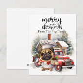 PUG Dog Merry Kerstmis op Red Gold marble Feestdagenkaart (Voorkant / Achterkant)