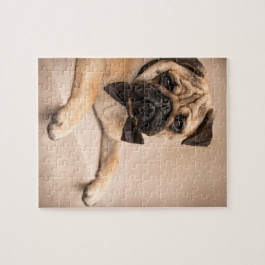 Pug Dog met Bow Stropdas Legpuzzel (Horizontaal)