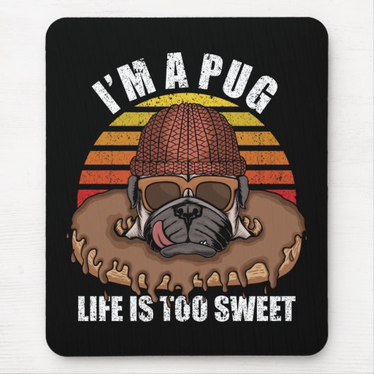 Pug dog met donuts retro design Muismat (Voorkant)