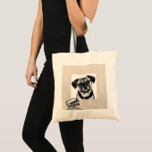 Pug Dog met Glasses and Books Tas (Voorkant (product))